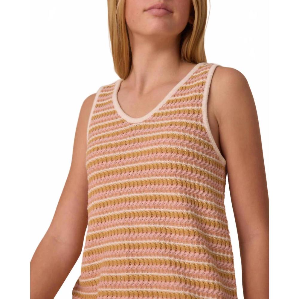 NEW RYLEE + CRU crochet tank mini dress in pink stripe - Picture 4 of 4